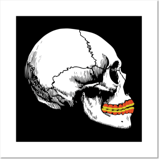 Skull with Candy Corn Teeth Posters and Art